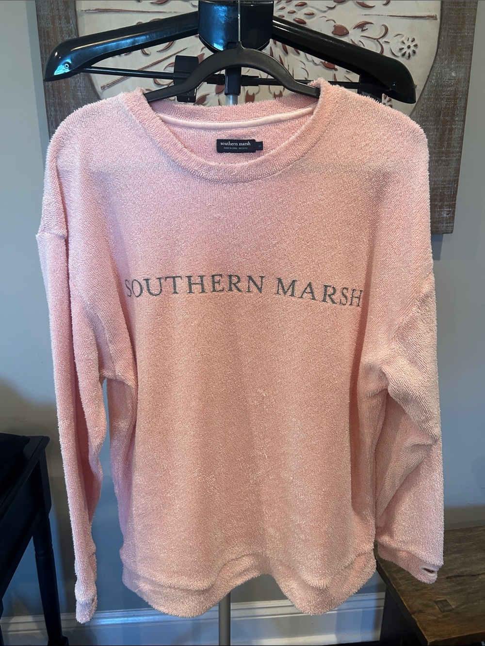 Southern Marsh Women’s Light Pink Cozy Terry Crewneck Oversized XS